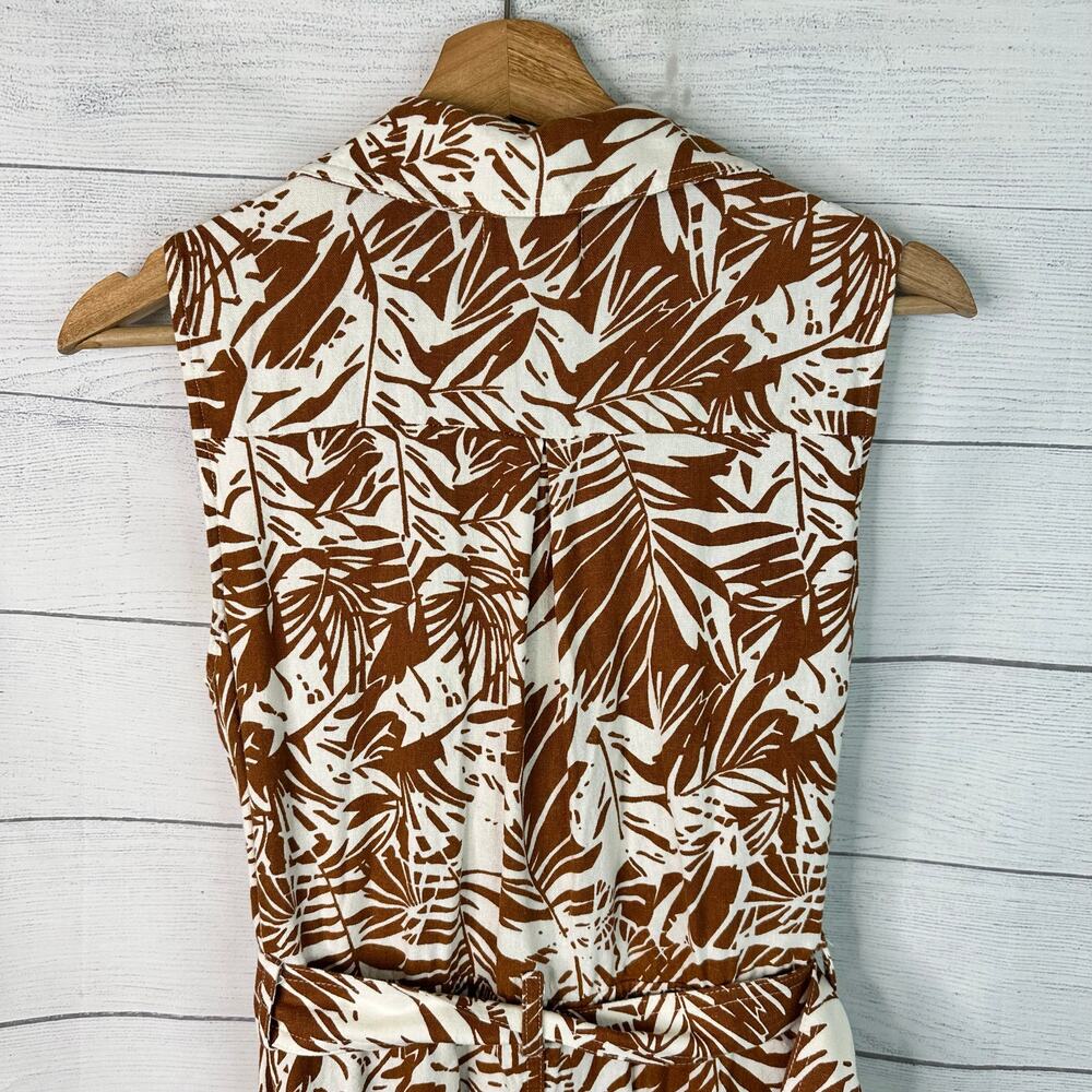 Melloday Womens size Medium Linen Blend Safari Tropical Belted  Midi Dress - Picture 5 of 9